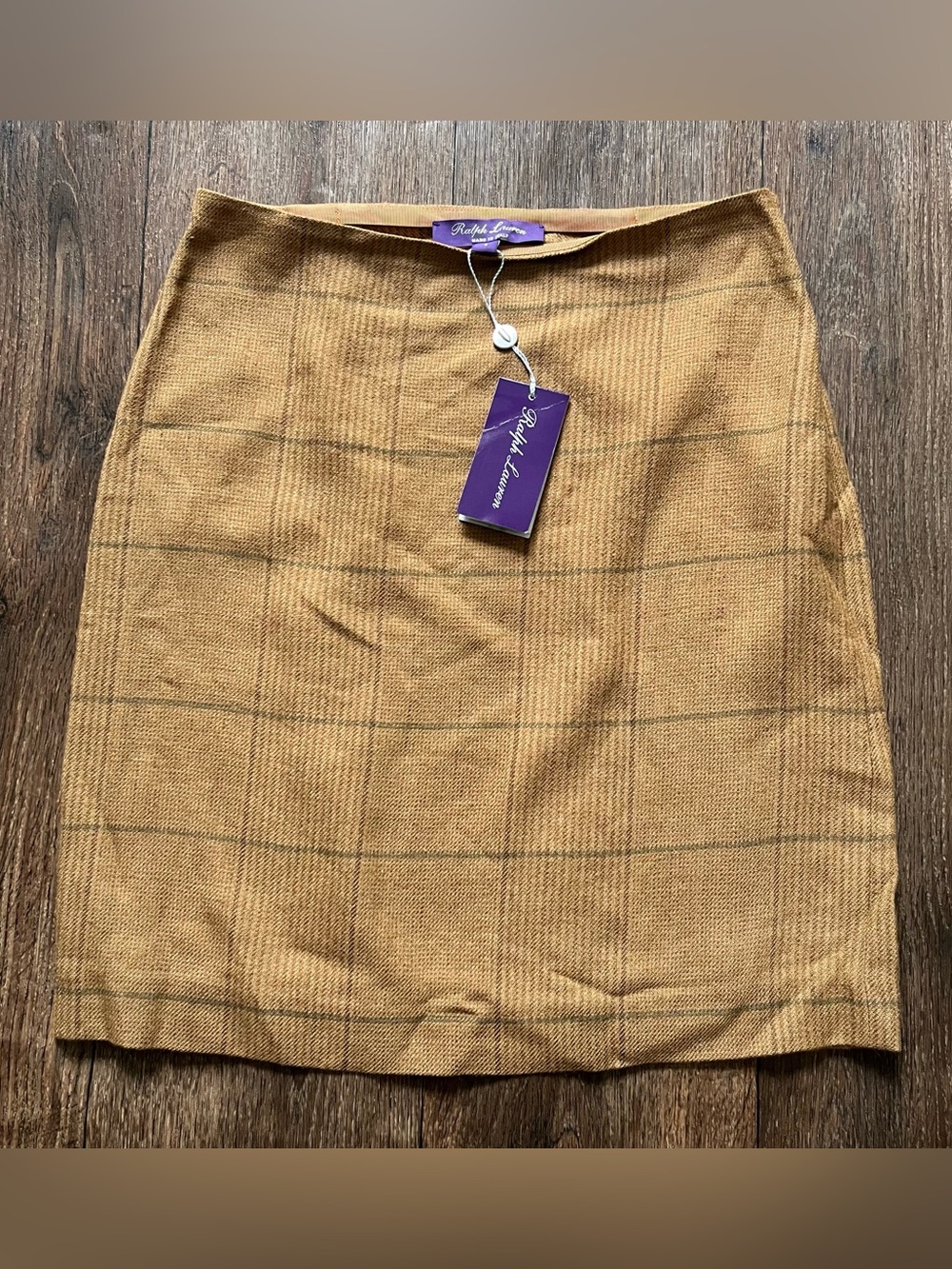 NWT Ralph Lauren purple label silk linen blend plaid skirt size 4 *READ $1,090